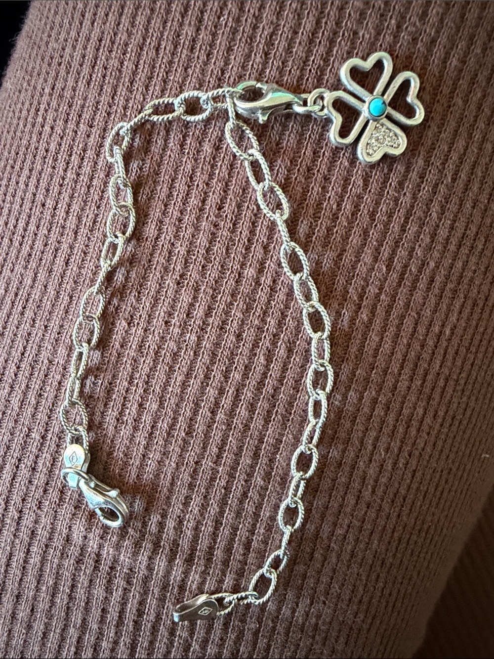 Thomas Sabo Sterling Silver Turquoise Lucky Clover pendant Bracelet